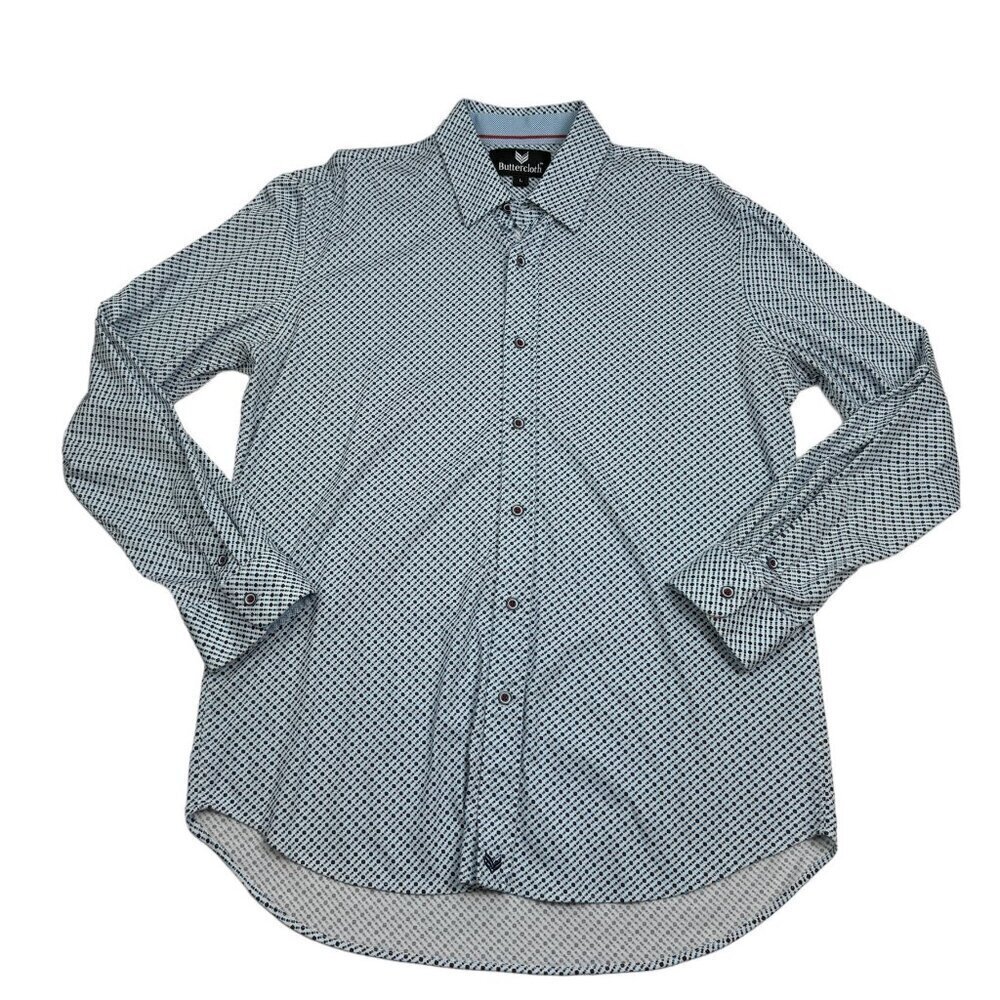 Buttercloth Performance Long Sleeve Dot Print Button-Down Shirt Men's Size Large